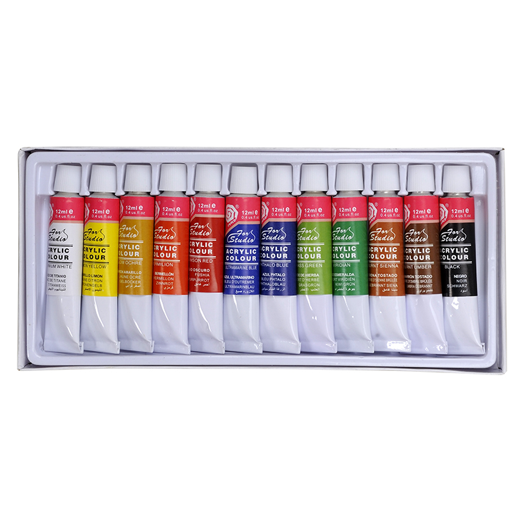 12ml Tube Acrylic Colour Set Basics Level Ideal For Students And 